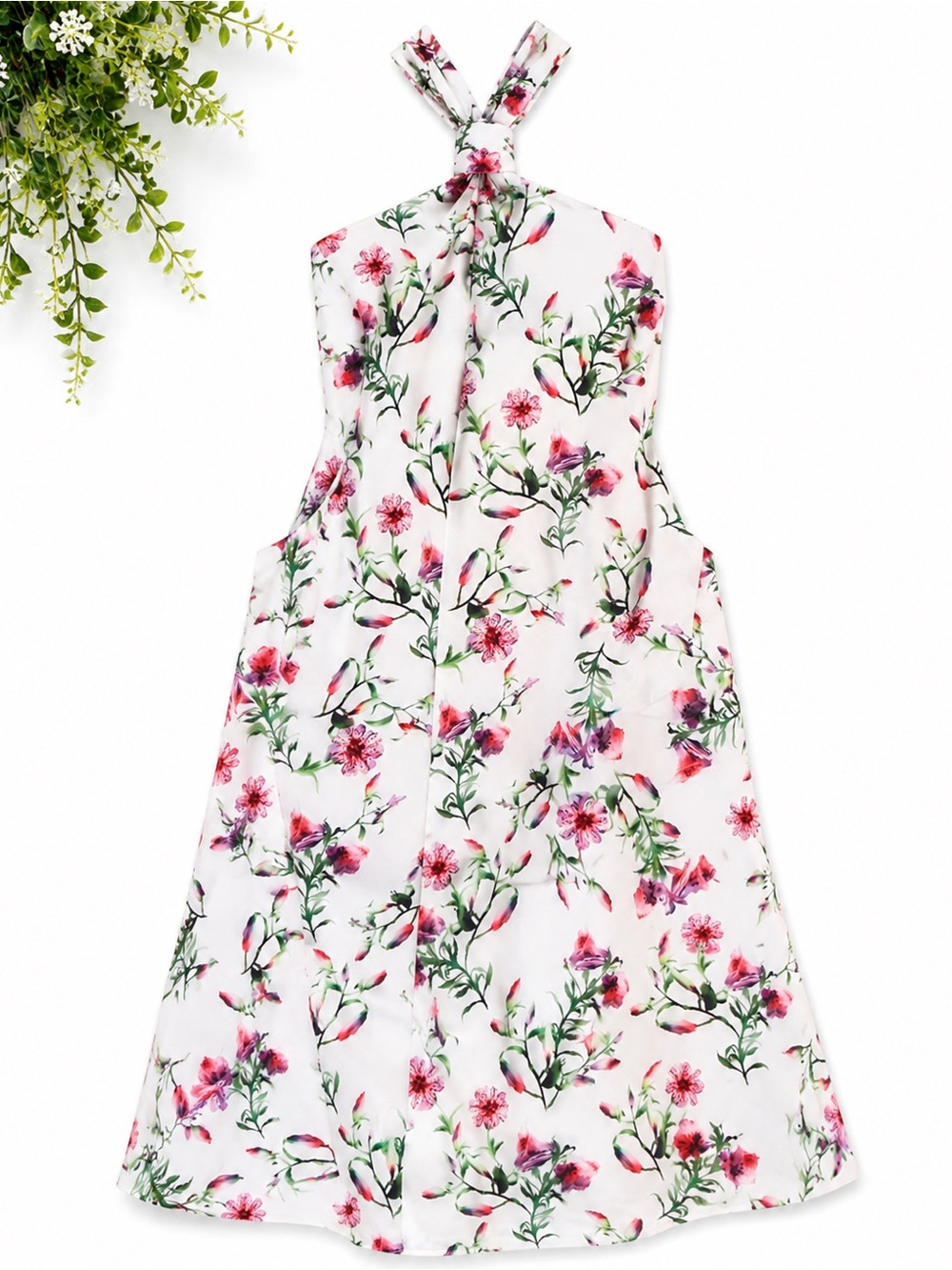 INC International Concepts NWT Floral Halter Midi Dress w Pockets Medium